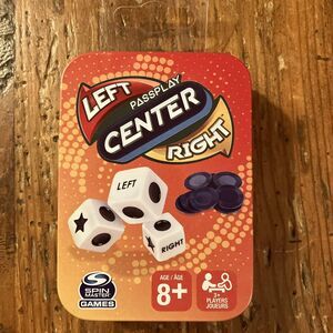 PassPlay Spin Master Left Center Right Classic Dice Game Portable Tin